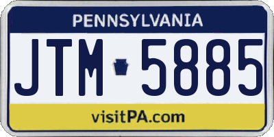 PA license plate JTM5885