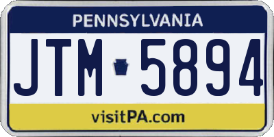 PA license plate JTM5894