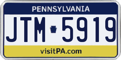 PA license plate JTM5919