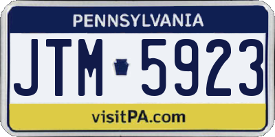 PA license plate JTM5923