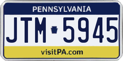 PA license plate JTM5945