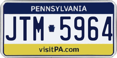PA license plate JTM5964