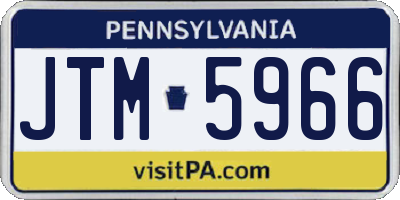 PA license plate JTM5966