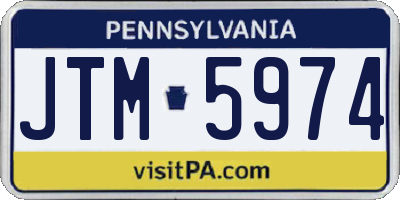 PA license plate JTM5974