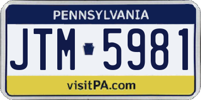 PA license plate JTM5981