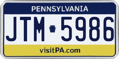 PA license plate JTM5986