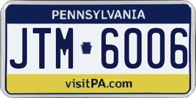 PA license plate JTM6006