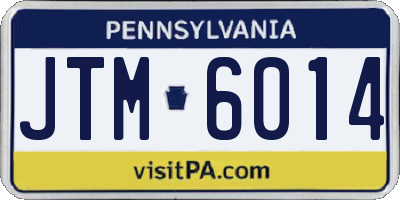 PA license plate JTM6014