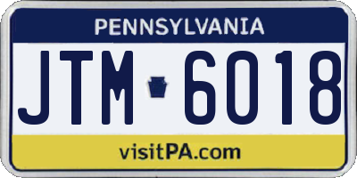 PA license plate JTM6018