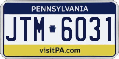 PA license plate JTM6031