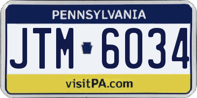 PA license plate JTM6034