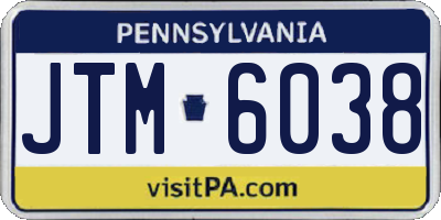 PA license plate JTM6038
