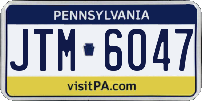 PA license plate JTM6047