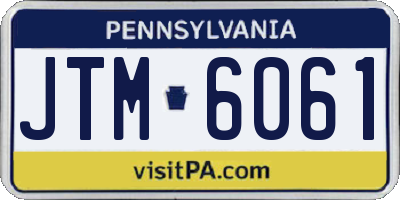PA license plate JTM6061