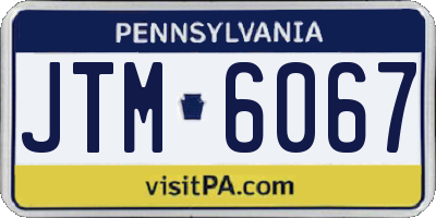 PA license plate JTM6067
