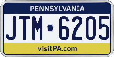 PA license plate JTM6205
