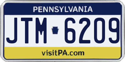 PA license plate JTM6209