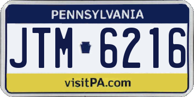 PA license plate JTM6216