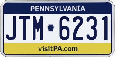 PA license plate JTM6231
