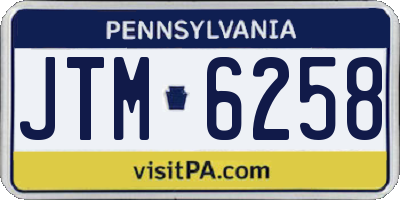 PA license plate JTM6258