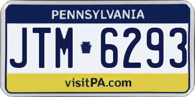 PA license plate JTM6293