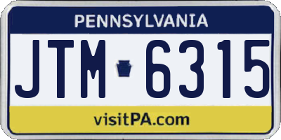 PA license plate JTM6315