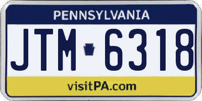 PA license plate JTM6318