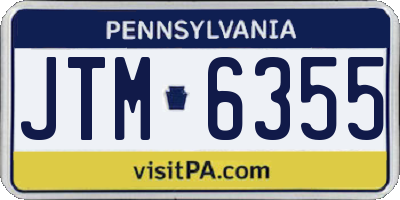 PA license plate JTM6355