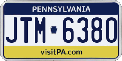 PA license plate JTM6380