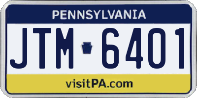 PA license plate JTM6401