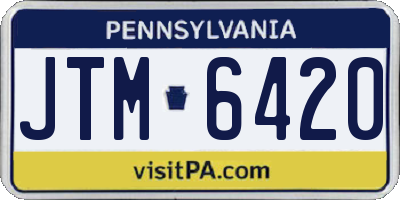 PA license plate JTM6420