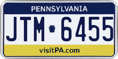 PA license plate JTM6455