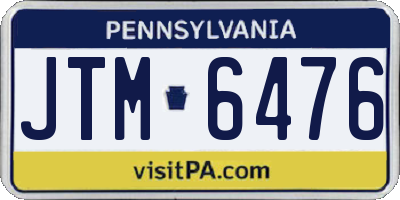PA license plate JTM6476