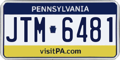 PA license plate JTM6481