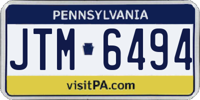 PA license plate JTM6494