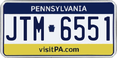 PA license plate JTM6551