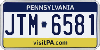 PA license plate JTM6581