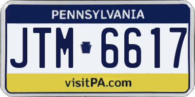 PA license plate JTM6617