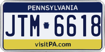 PA license plate JTM6618
