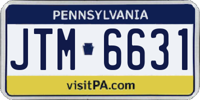 PA license plate JTM6631