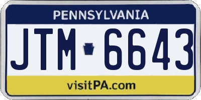 PA license plate JTM6643