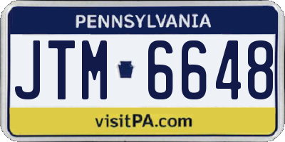 PA license plate JTM6648