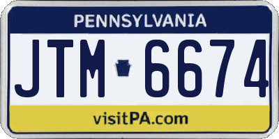 PA license plate JTM6674