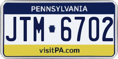 PA license plate JTM6702