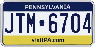 PA license plate JTM6704