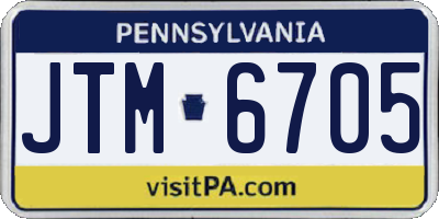 PA license plate JTM6705