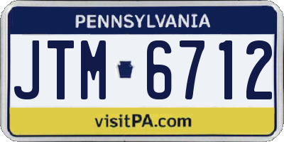 PA license plate JTM6712