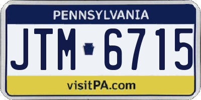 PA license plate JTM6715