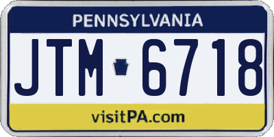 PA license plate JTM6718