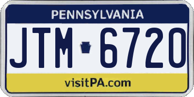 PA license plate JTM6720